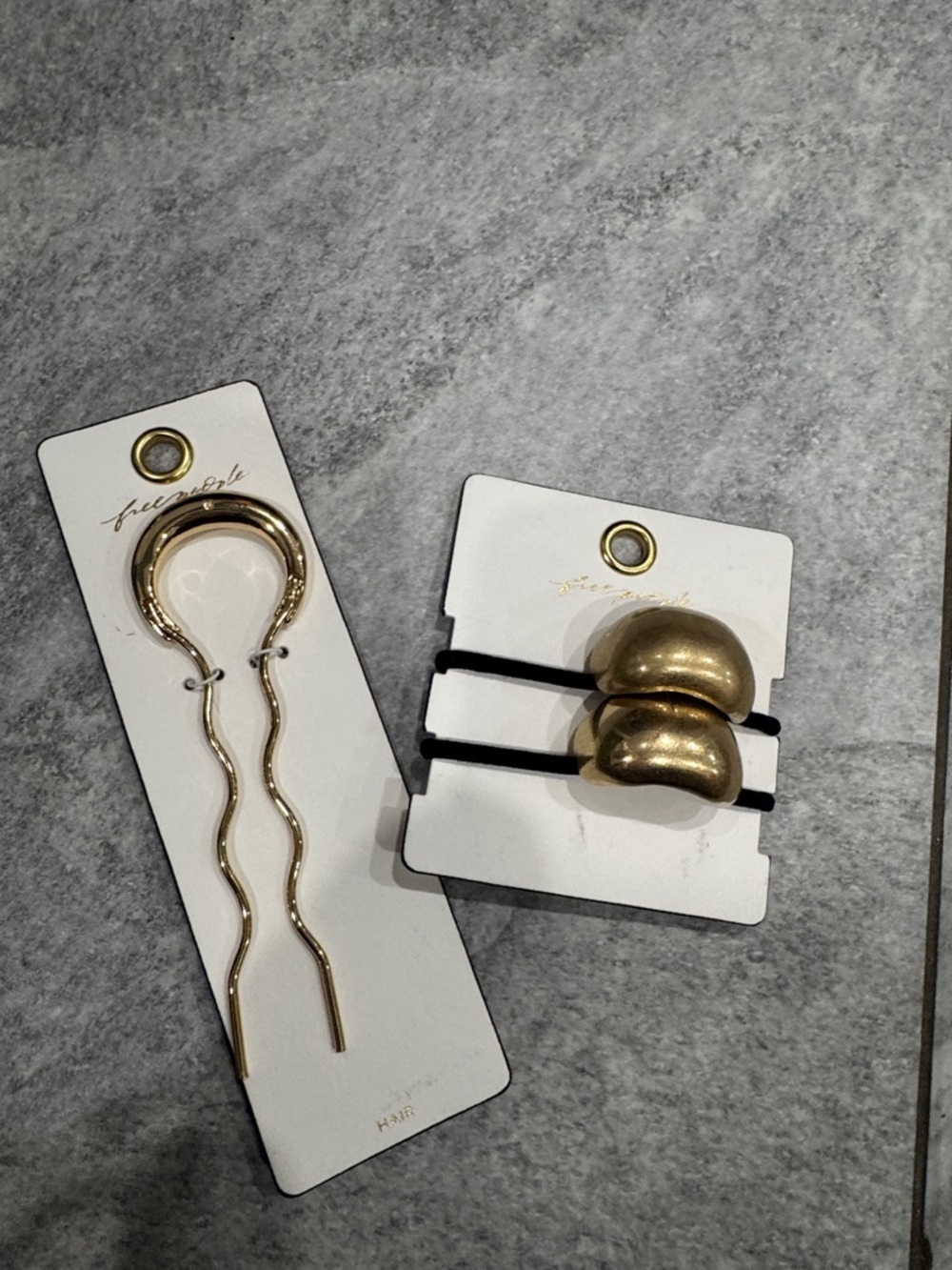 Free People Metallic Gold Hair Pin Set with Decorative Hair Ties